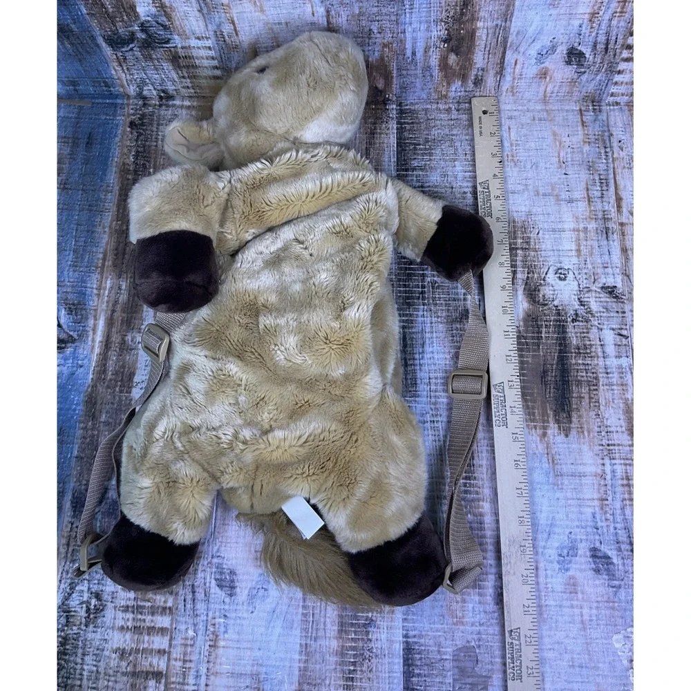 Aurora Plush Horse Pony Backpack Brown Zip Animal Bag Adjustable